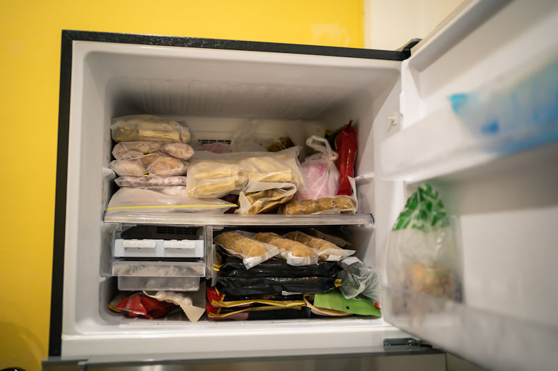 freezer stocked with food and valuables